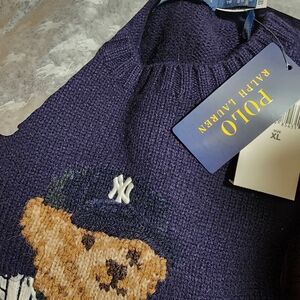 Ralph Lauren Dark Blue yankes Bear Sweater Sz Xl